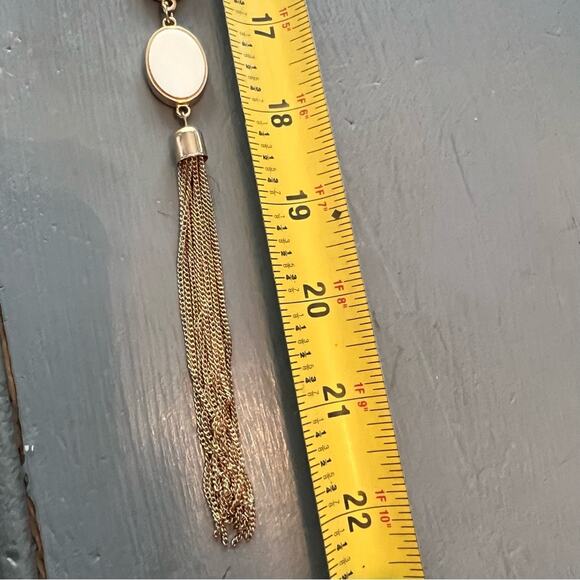 Long Gold Tone Reversible Tassel Necklace - Picture 4 of 9